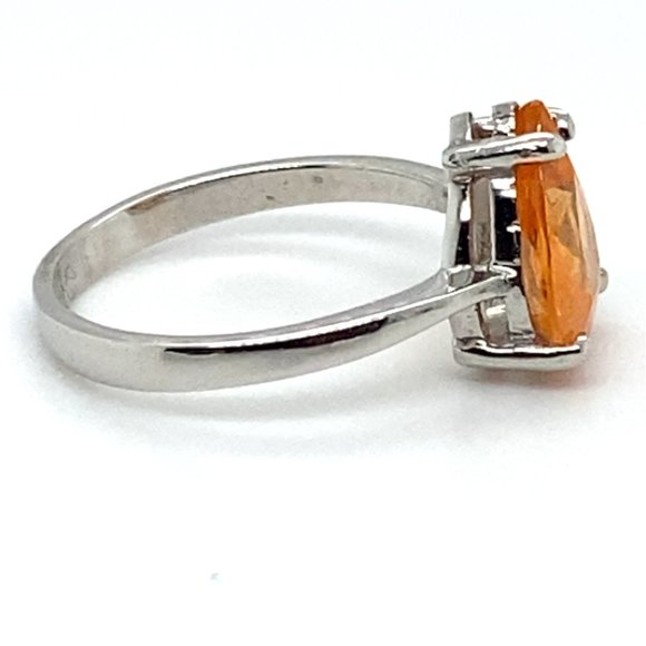 Mandarin Spessartine 2.74ct Solid 14K White Gold Ring - Picture 4 of 6